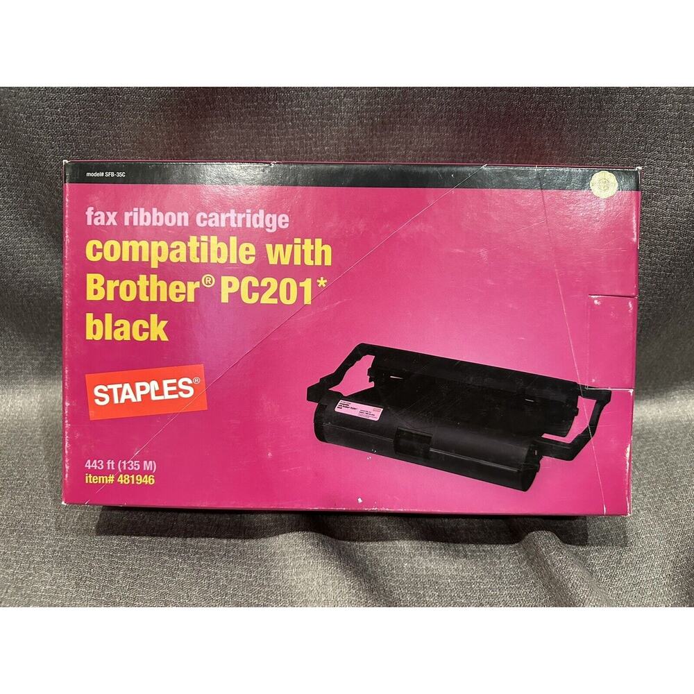 Staples Brand Fax Ribbon Cartridge Compatible with Brother PC201 NIB